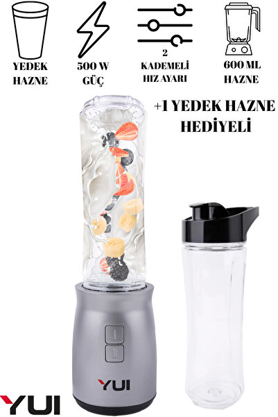 Yui M19 500w Kişisel Smoothie Blender Gri 1 Adet Yedek Şişe