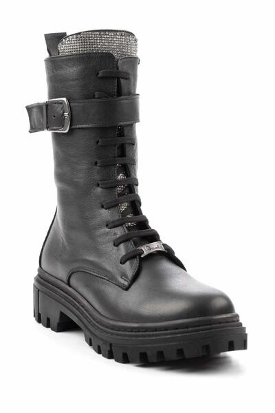 Bambi Siyah Platin Leather Kadın Bot & Bootie K02178001603