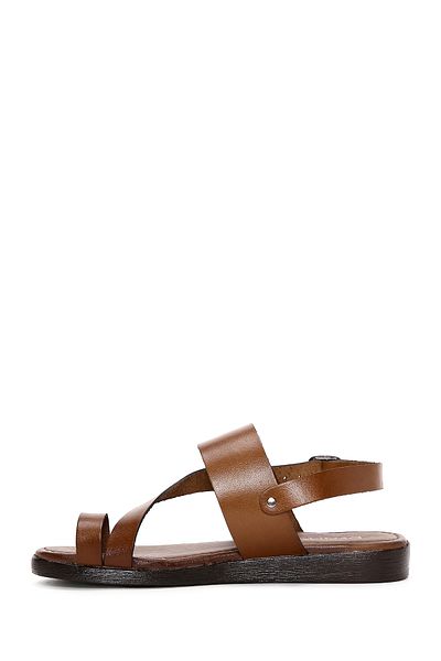 Derimod Women's Tan Flip Flops Genuine Leather Bodrum Sandals 25Sfd331218