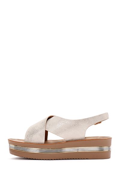 Derimod Women's Gold Thick Sole Metallic Sandals 25Sfe 461432