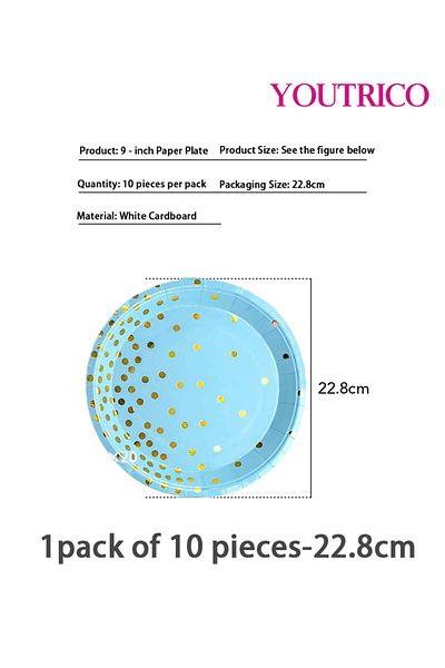 Youtrico Disposable Tableware 10 Pieces-22.8cm Ideal For Wedding Plating/birthday Party Table Decoration