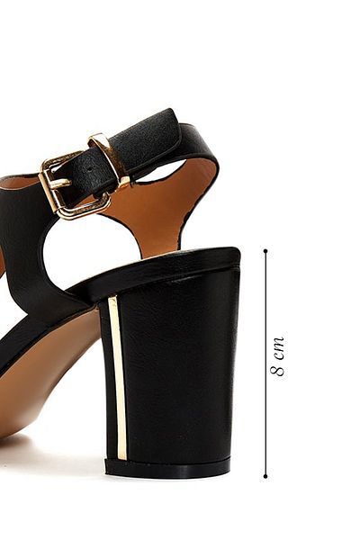 Derimod Women's Black Ankle Strap Thick Heeled Shoes Sandals 25Sfe462018
