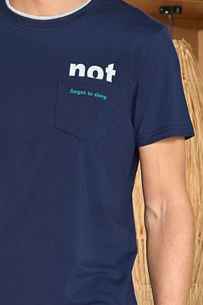 Mavelle Men's Navy Blue Short Sleeve Crew Neck Men's Cotton Pajama Shorts Set 25919