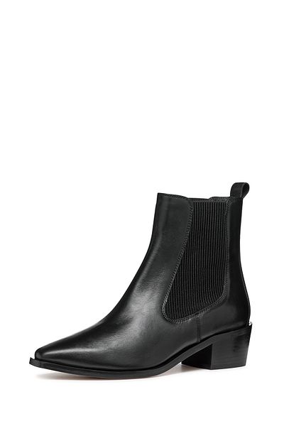 Geox Black D Texica - Thick Heeled Leather Women's Chelsea Boots D46Mya043Nhc9999