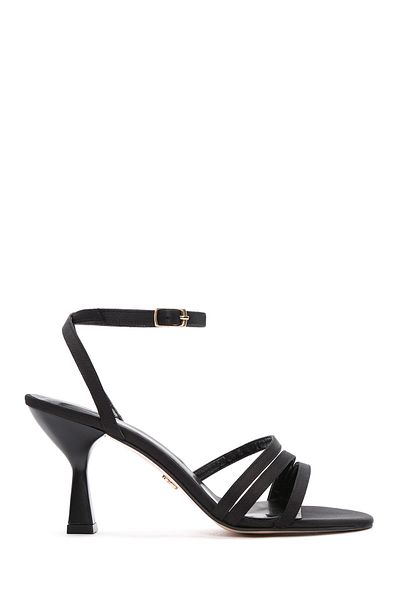 Derimod Women's Black Ankle Strap Heeled Shoes Sandals 25Sfe39046F