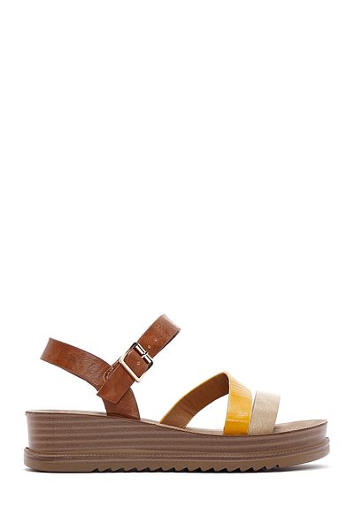 Derimod Women's Tan Ankle Strap Thick Sole Sandals 25Sfe 461618