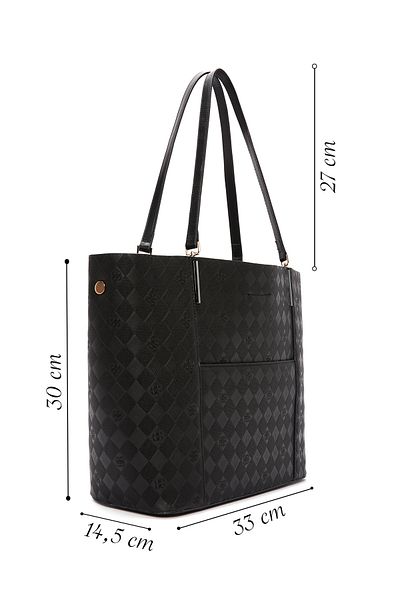 Derimod Women's Black Printed Tote Bag Shoulder Bag 25Sbd201326