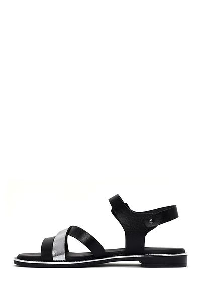 Derimod Women's Black Ankle Buckle Genuine Leather Sandals 25Sfd360814