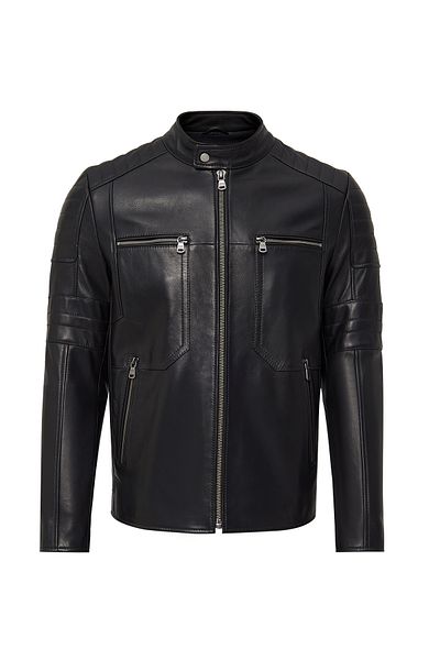 Derimod Morant Men's Black Judge Collar Leather Jacket 24Wgf6554Ve