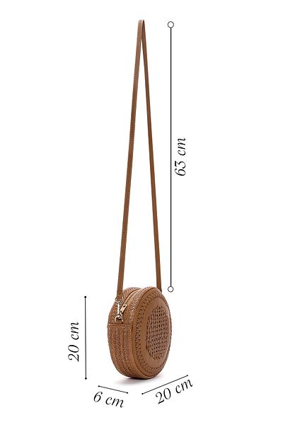 Derimod Women's Camel Long Strap Braided Mini Crossbody Bag 25Sbd 290718
