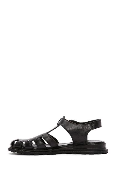 Derimod Women's Black Ankle Strap Genuine Leather Sandals 25Sfd350218
