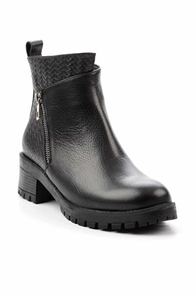 Bambi Siyah Siyah Örgü Hakiki Deri Kadın Bot & Bootie K02531230203