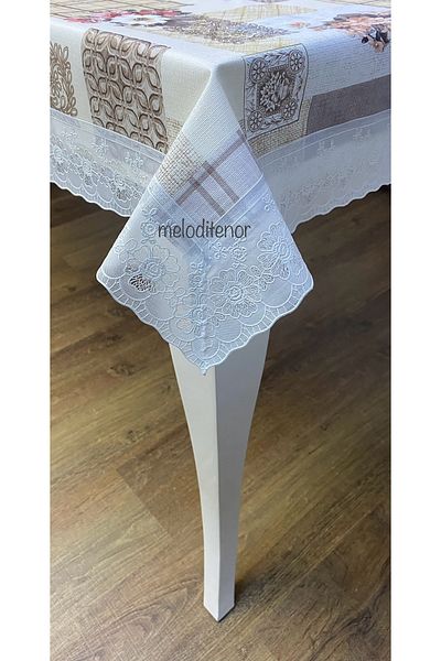 TNR Edged Processing Lace Guipure Lining Non-Slip Pvc Rectangular Oilcloth Tablecloth 122X155Cm