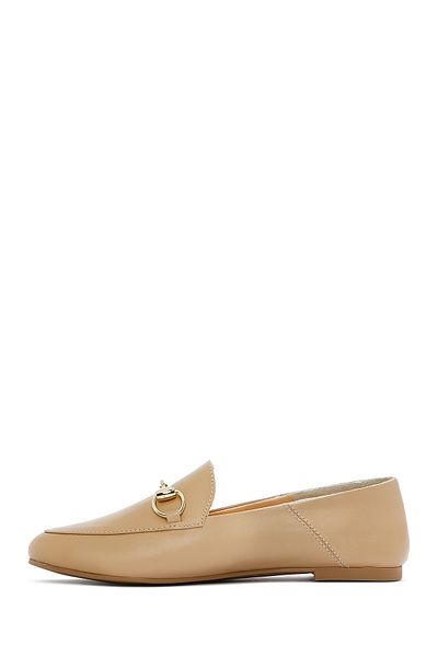 Derimod Women's Beige Leather Genuine Leather Masculine Penny Loafer Shoes Casual Daily Shoes 25Sfd290218