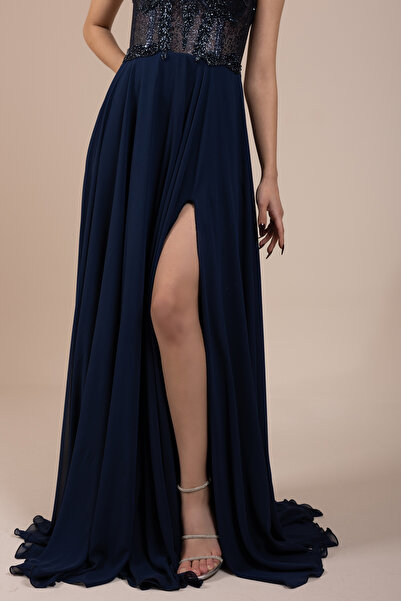 berissima bride Theodora Dantel Işlemeli Transparan Nişan Elbisesi