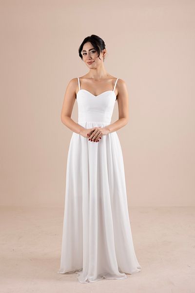 berissima bride Sweetheart Neck Chiffon Straps Wedding & Outdoor Shooting Dress