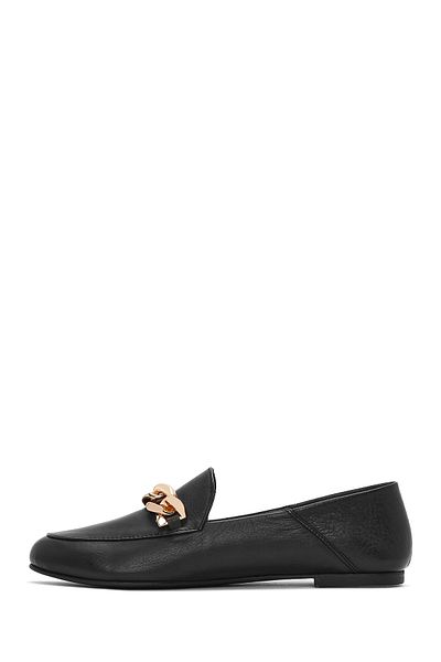 Derimod Pantofi de damă din piele neagră din piele naturală masculină Penny Loafer Pantofi casual de zi cu zi 25sfd290118