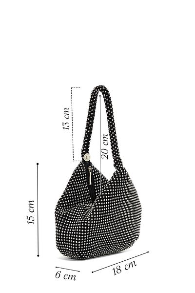 Derimod Women's Black Stone Mini Evening Dress Handbag 25Sbd2906Ts