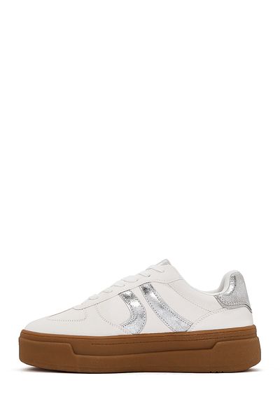 Derimod Women's White Lace-Up Thick Sole Sneaker 25Sfd 430714