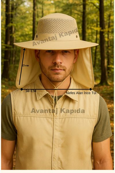 Avantaj Kapıda Καπέλο Unisex – Διχτυωτό, Δροσερό, Εξαιρετικά Λεπτό Ύφασμα Τούλι με Μαντίλι 50 εκ.