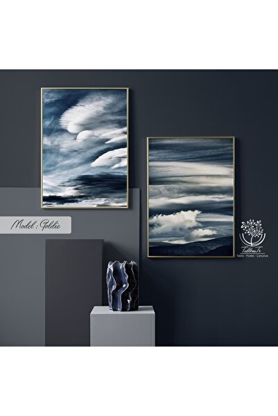 Tablomtr Metal Çerçeveli Gerçek Camlı Tablo Goldie 2 Li Set