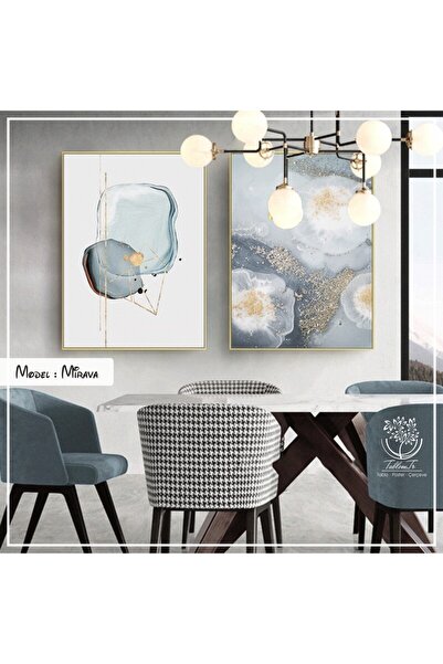 Tablomtr Metal Çerçeveli Gerçek Camlı Tablo Mirava 2 Li Set