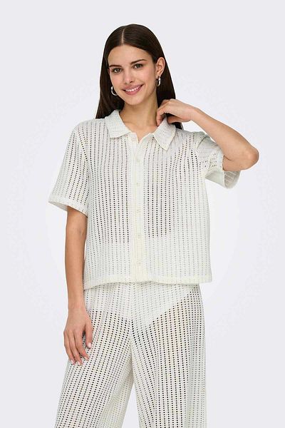 ONLY Onlfreya S/S Polo Cardiga Off White Women's Short Sleeve T-Shirt