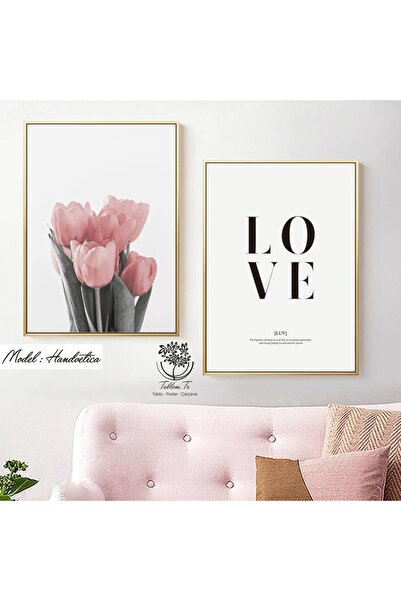 Tablomtr Metal Çerçeveli Gerçek Camlı Tablo Handvetica 2 Li Set