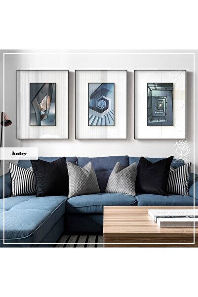 Tablomtr Metal Çerçeveli Gerçek Camlı Tablo Antry 3 Lü Set