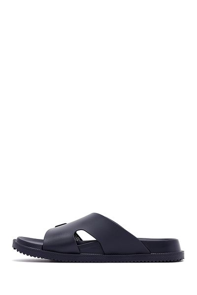 Derimod Men's Navy Blue Buckle Slippers 25Sfd6971Pv