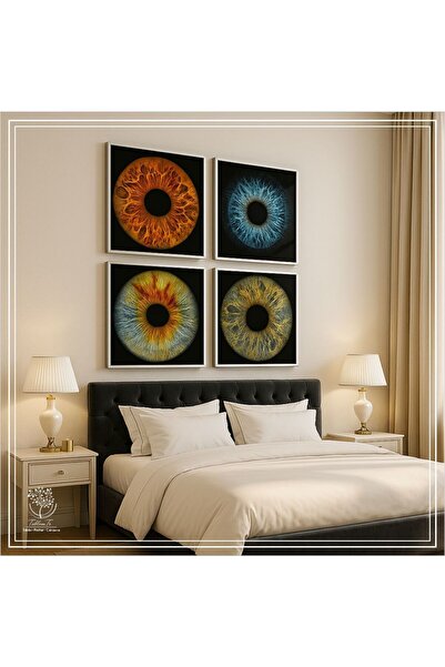 Tablomtr Metal Çerçeveli Camlı Kişiselleştirilebilir 4'lü Göz Tablosu