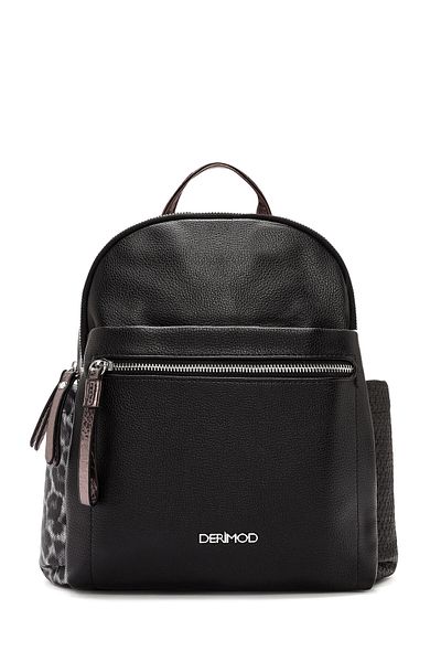 Derimod Women's Black Leopard Backpack 25Sbd 246114