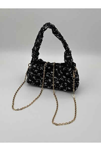 DMG Collection Pullu zincir askı detaylı kumaş kadın kol ve omuz çantası