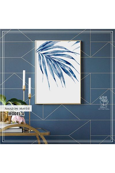Tablomtr Cadru metalic din sticlă reală Amazon Blue Decorativ de masă unică