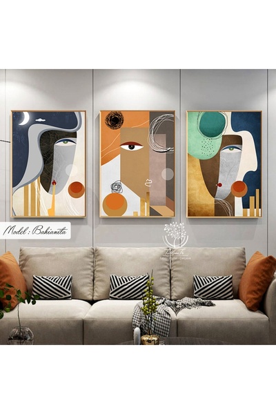 Tablomtr Metal Çerçeveli Gerçek Camlı Tablo Bahianita 3 Lü Set