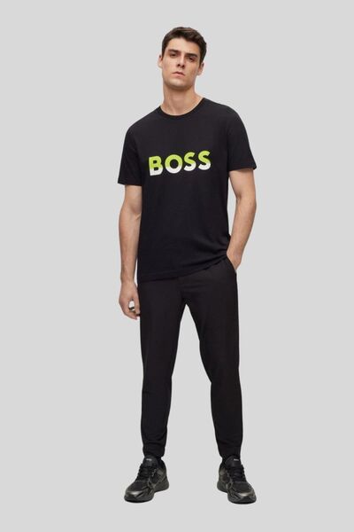 BOSS Regular Fit Bisiklet Yaka Erkek T-shirt Siyah