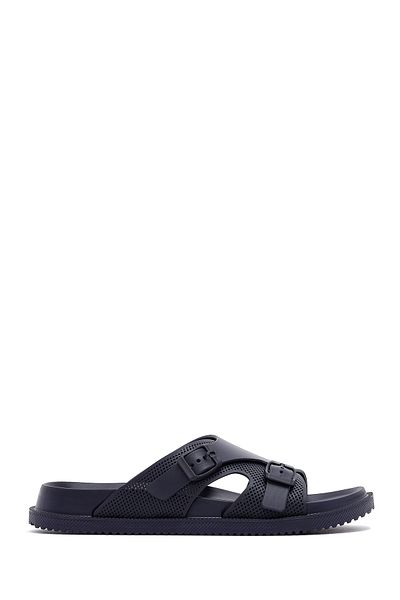 Derimod Men's Navy Blue Buckle Slippers 25Sfd6971Pv