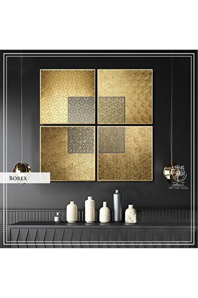 Tablomtr Metal Çerçeveli Gerçek Camlı Tablo Analogist 4 Lü Set