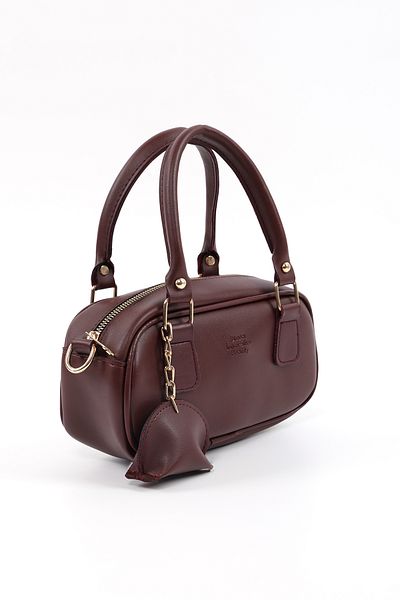 SHAKA Claret Red Shk207 Τσάντα χεριού, μπράτσου και ώμου με λεπτομέρεια γούρι από συνθετικό δέρμα με φερμουάρ και λουράκι