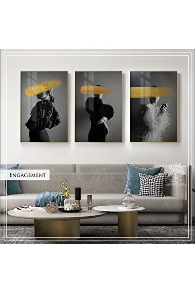 Tablomtr Metal Çerçeveli Gerçek Camlı Tablo EngagementA 3 Lü Set