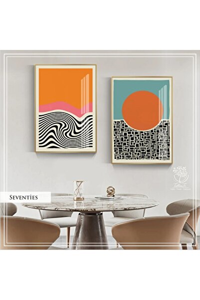 Tablomtr Metal Çerçeveli Gerçek Camlı Tablo SeventiesB 2 liSet