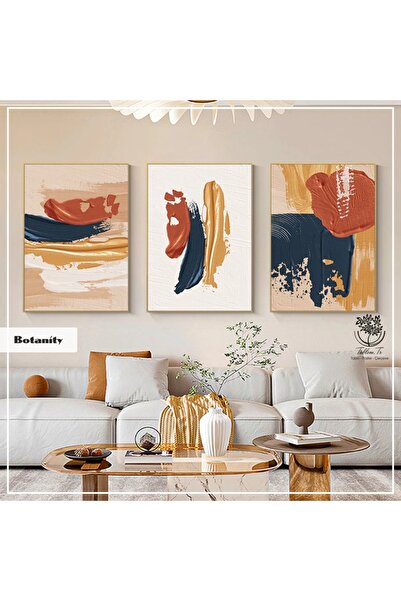 Tablomtr Metal Çerçeveli Gerçek Camlı Tablo Botanity 3 Lü Set