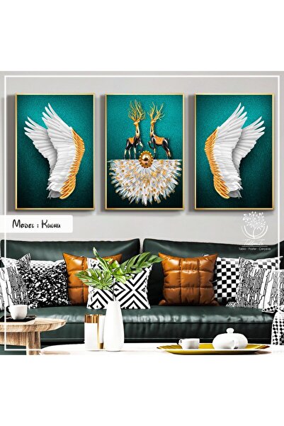 Tablomtr Metal Çerçeveli Gerçek Camlı Tablo Kulhu 3 Lü Set