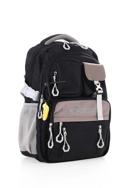 YOUNG Black School Backpack Unisex 51784