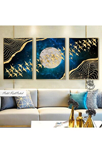 Tablomtr Metal Çerçeveli Gerçek Camlı Tablo Realmadrid 3 Lü Set