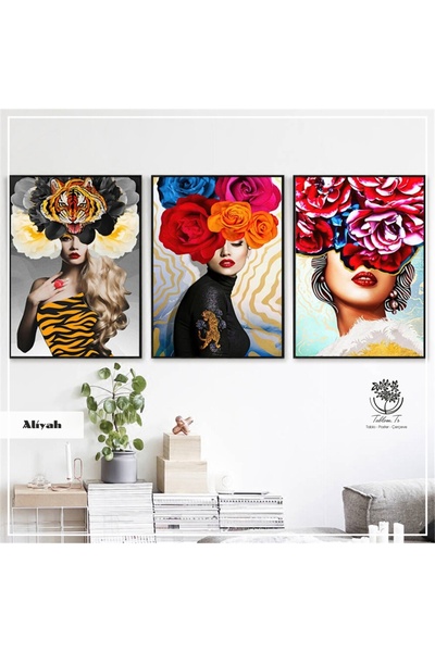 Tablomtr Metal Çerçeveli Gerçek Camlı Tablo Aliyah 3 Lü Set