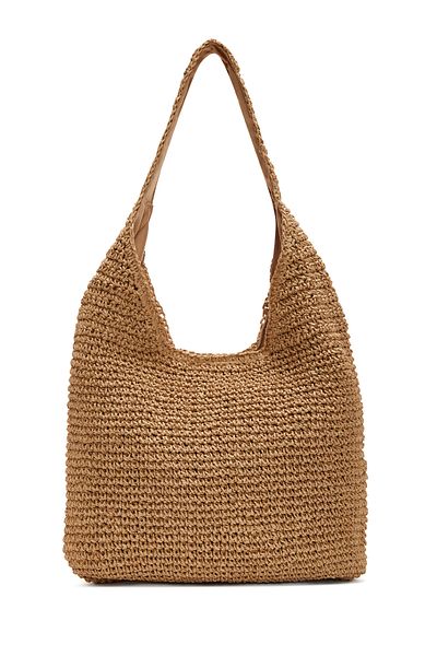 Derimod Women's Beige Straw Shoulder Bag 25Sbd2440M7