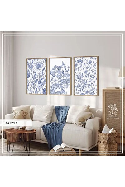 Tablomtr Metal Çerçeveli Gerçek Camlı Tablo Mezza 3 Lü Set