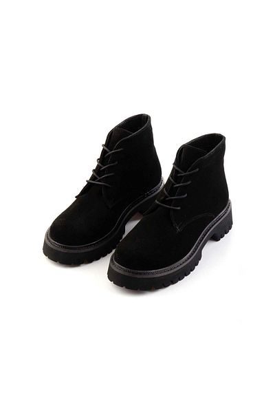 Bambi Μαύρο Suede Γνήσιο Δερμάτινο Γυναικείο Μποτάκι & Μποτάκι K02666430002