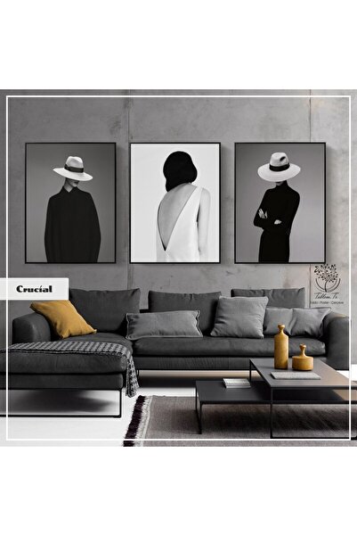 Tablomtr Metal Çerçeveli Gerçek Camlı Tablo Crucial 3 Lü Set